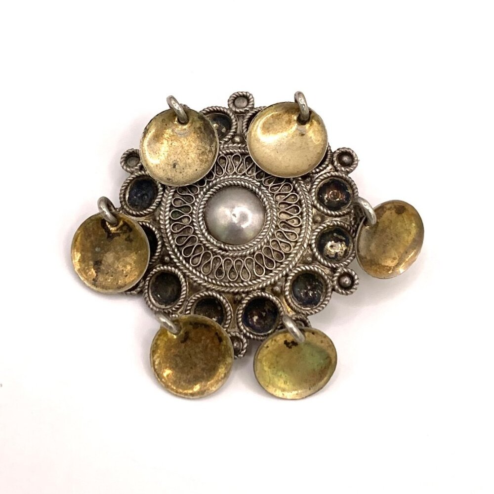 Norwegian Norway Wedding SØLJE' Protection Pin Brooch 830 Silver Gold Color J853